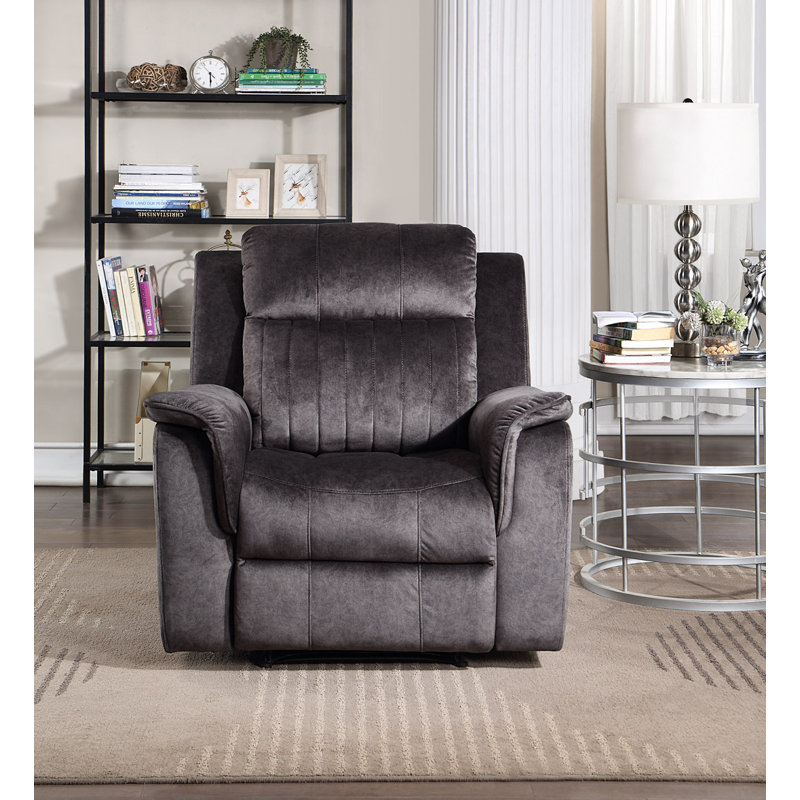 Upholstered Swivel Power Recliner, Dark Gray Polyester