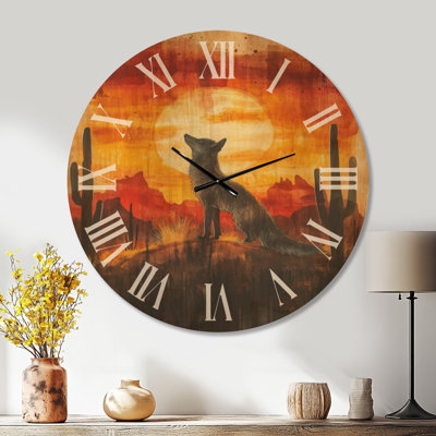 Wildlife Wooden Wall Clock – Desert Coyote Spirit