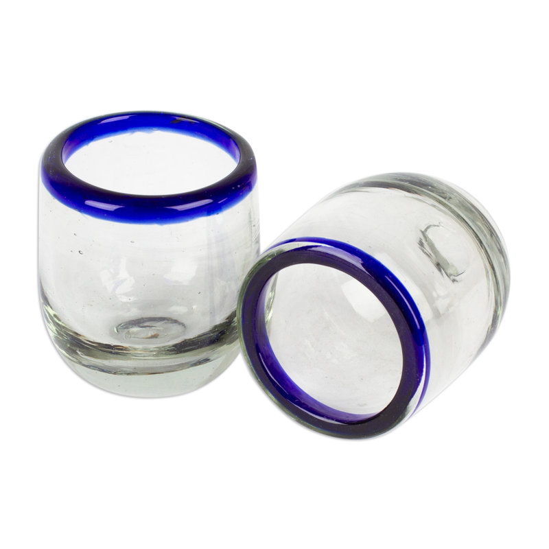 Verres à liqueur soufflés à la main cobalt de jour Ebern Designs (la paire)