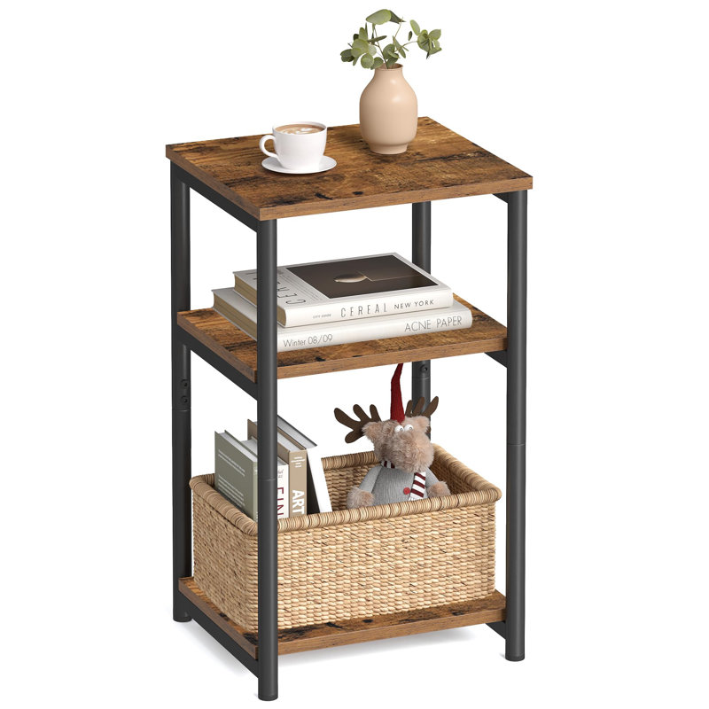 Petite table de bout, grande table de chevet pour le salon, la chambre à coucher, le bureau, la salle de bain, brun rustique et noir classique ULET273B01