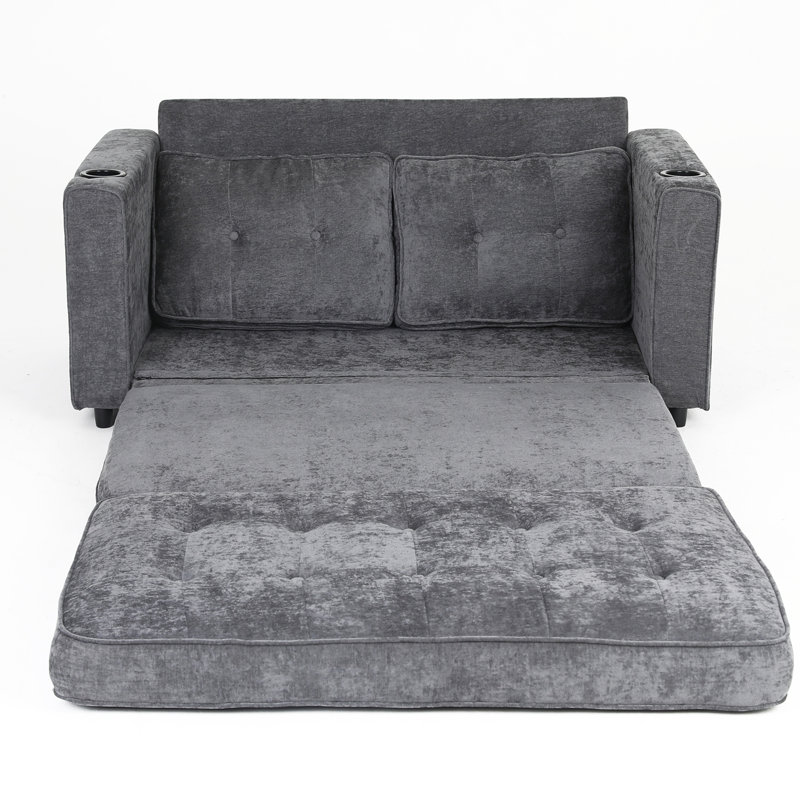 Canapé-lit 55 po à 3 plis, canapé-lit futon convertible, Gris