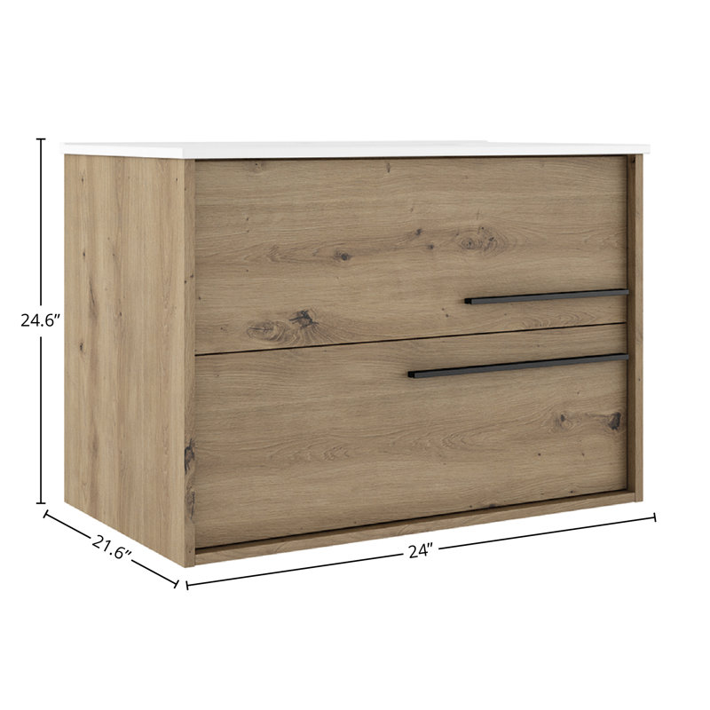 Bathroom Vanity Cabinet AQUA Collection by DAX, 24" W, Natural/Black