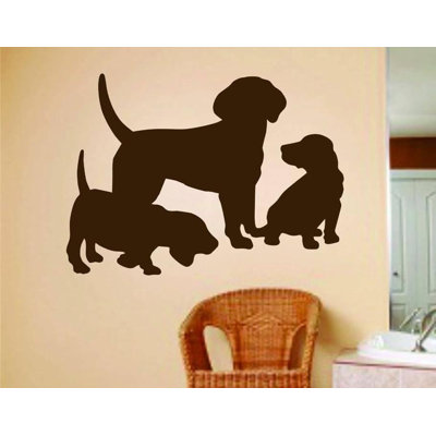 Décalcomanie murale famille chiot