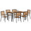 7 Piece Garden Dining Set Black