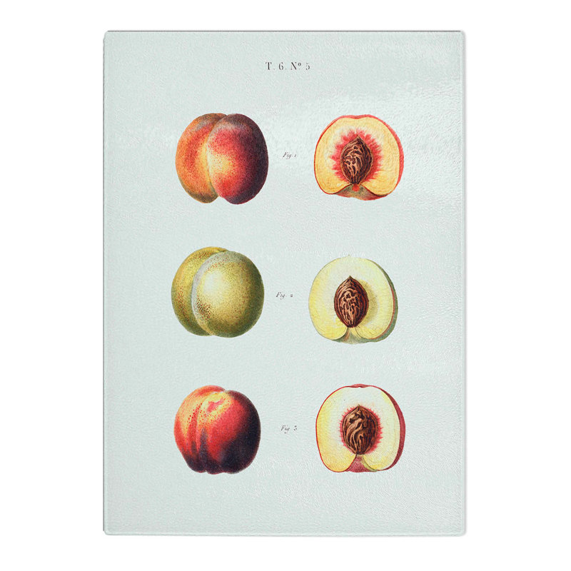 Tempered Glass Study of Peaches by Pierre-Joseph Redoute Chopping Board, 28.5cm W x 39cm L