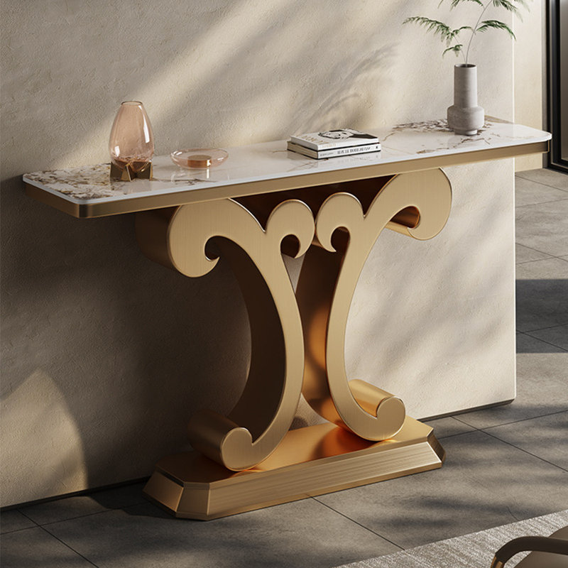 Console luxueuse en métal de style italien, H 33,4 po x l 47,2 po x P 13,7 po