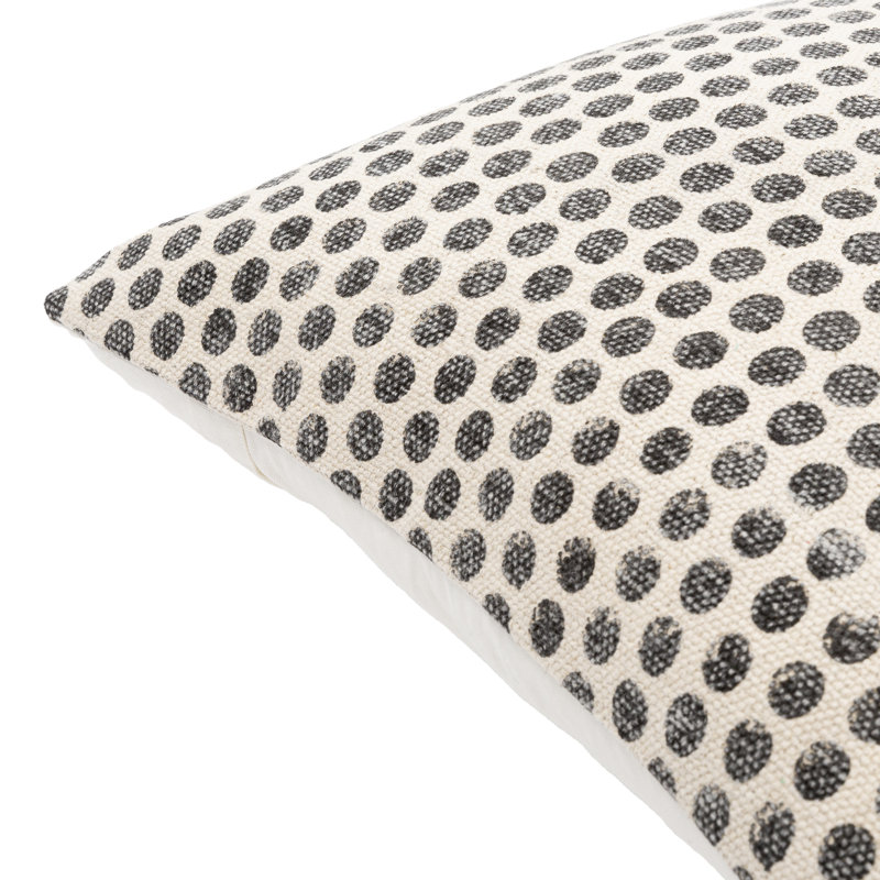 Oreiller carré en coton Zetta, Polyester/ Bourre en polyester, 20 po x 20 po, Beige clair / Noir
