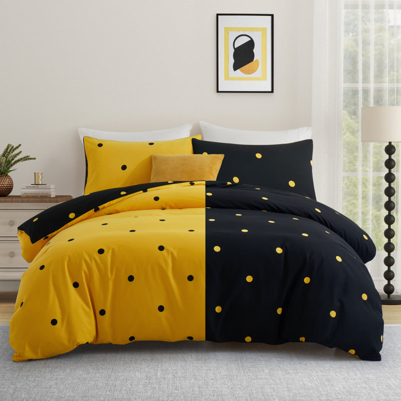 Microfiber Printed Duvet Cover - Soft, Lightweight, Fade-Resistant Bedding with Matching Pillowcases, White