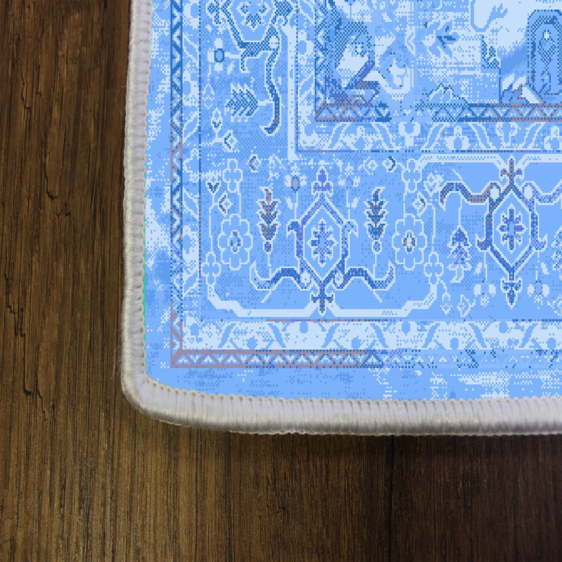 Tapis oriental en polyester bleu Dunham, Rectangle 2 pi 7 po x 3 pi 11 po