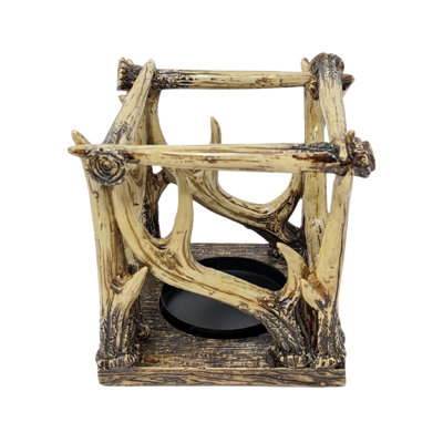 Resin Pillar Candle Holder Faux Antler Rustic Deer Cabin Lodge Table Centerpiece Decor