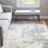Round  Abstract Machine Made 8' Polypropylene Area Rug in Gray/Ivory/Brown