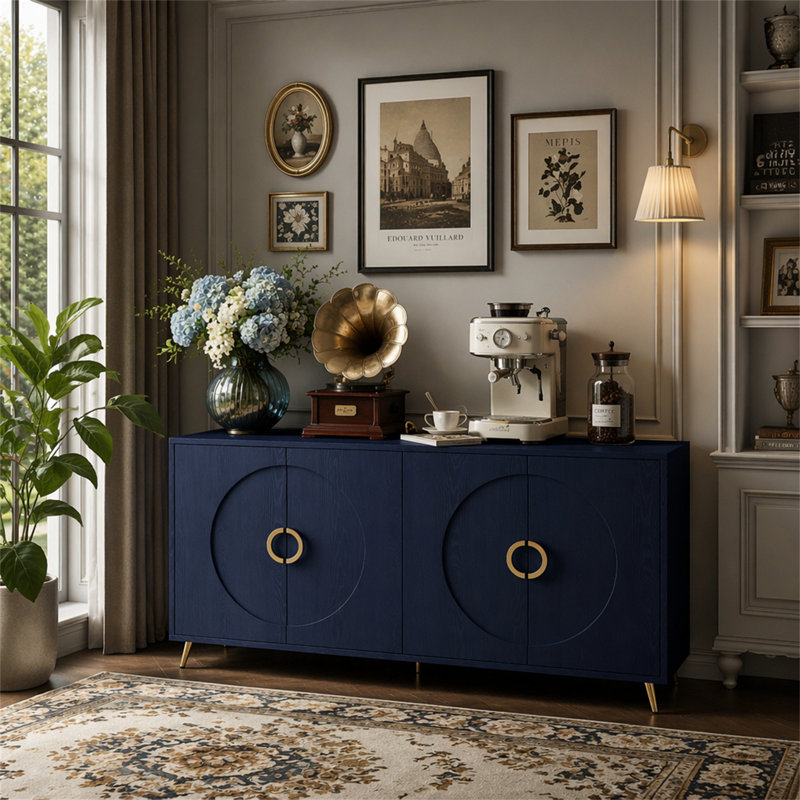 Armoire de rangement Buffet Modern, H 31 po x l 59,84 po x P 15,74 po, Marine