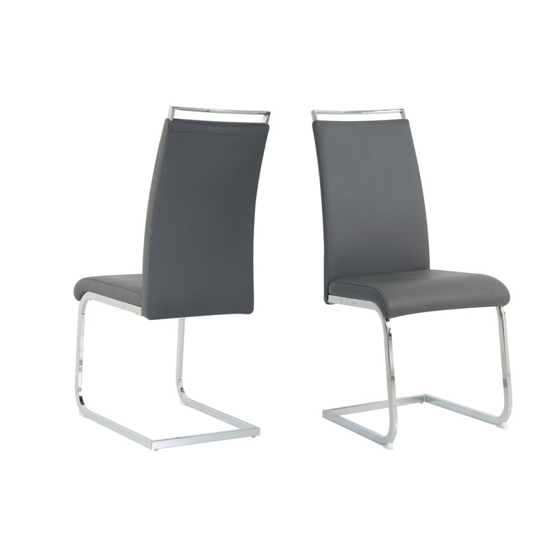 Stuhl 47cm H Upholstered Metal Cantilever Chair, in Grey