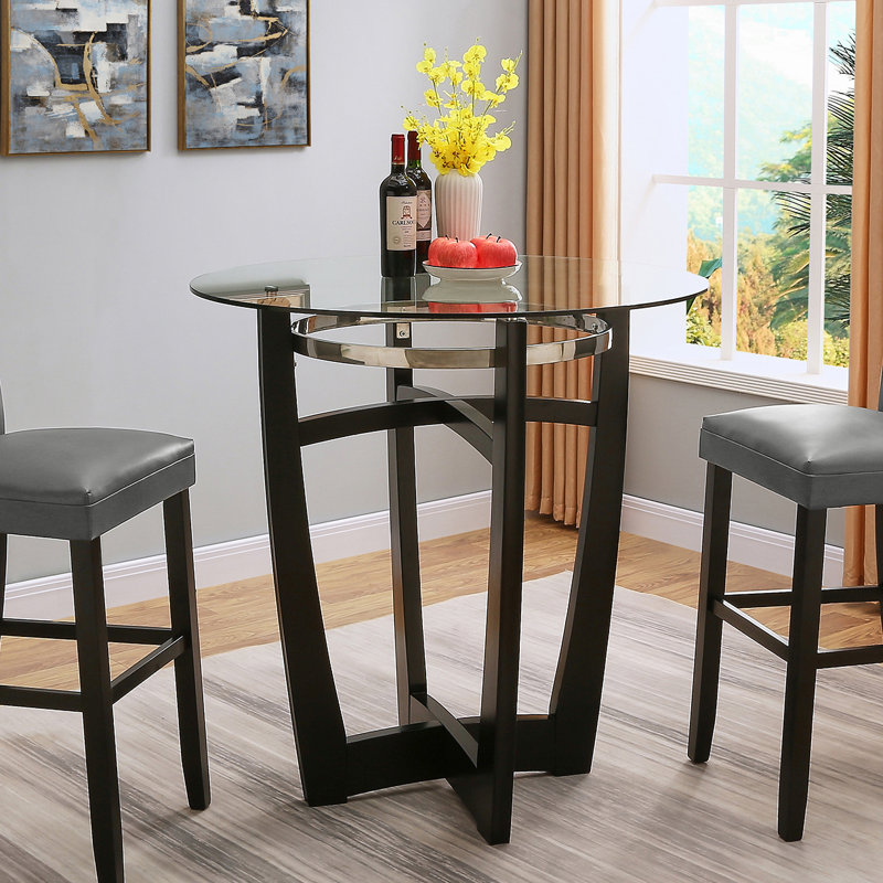 Glass Top Four Leg Dining Set, Gray