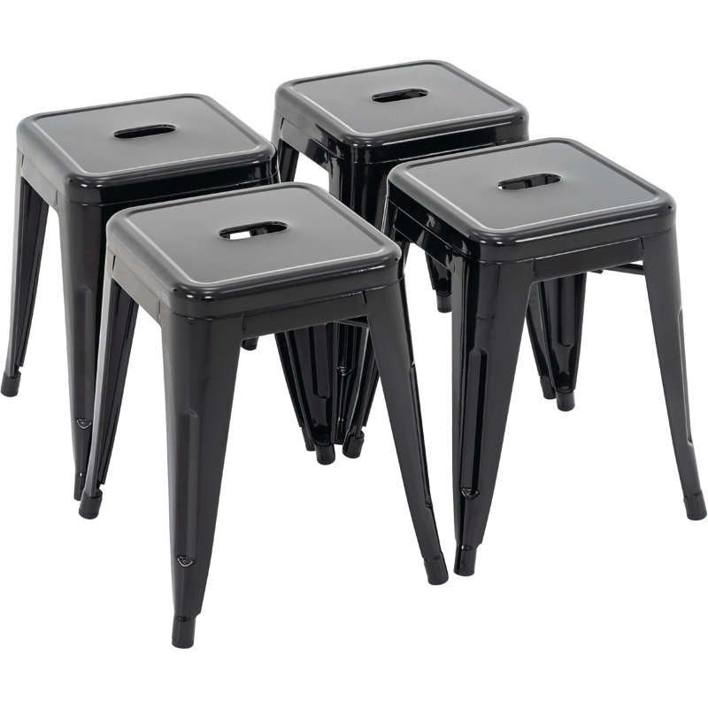 Tabourets de comptoir en métal de 18 pouces, tabourets de salle de classe empilables, chaises de salle à manger en métal sans dossier pour l'intérieur et l'extérieur, tabourets de bar de cuisine (ensemble de 4)