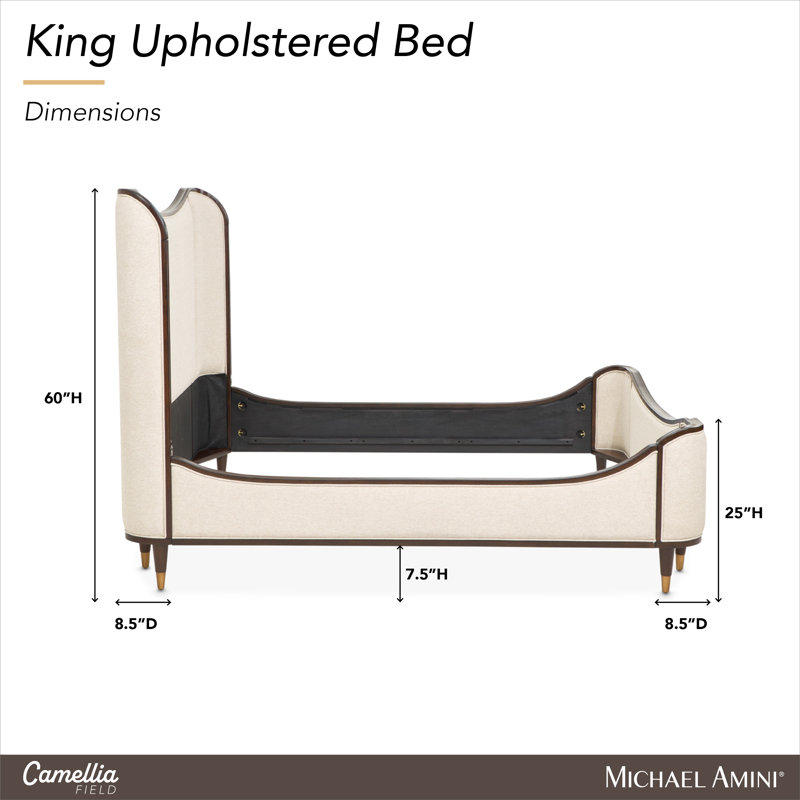 Camellia Field Upholstered Wingback Bed, King