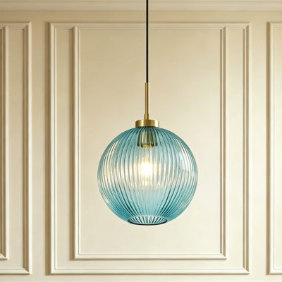 Menchaca 1 - Light Single Ribbed Glass Pendant Light for Dining Room