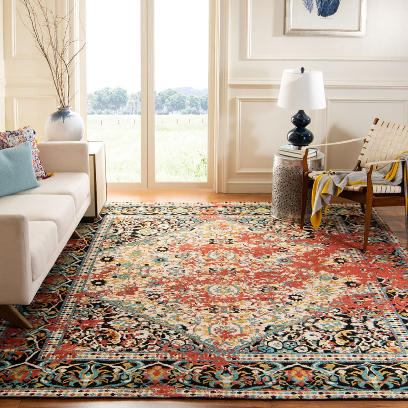 Red/Charcoal Area Rug, Rectangle 4' x 6'