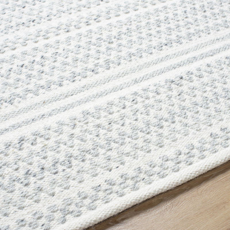 Lavande Striped Wool Area Rug in Ivory/Gray, Runner 2'6" x 8'