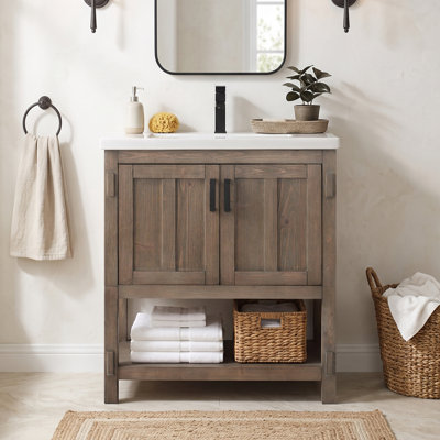Larangera 30" Freestanding Single Bathroom Vanity with Ceramic Top