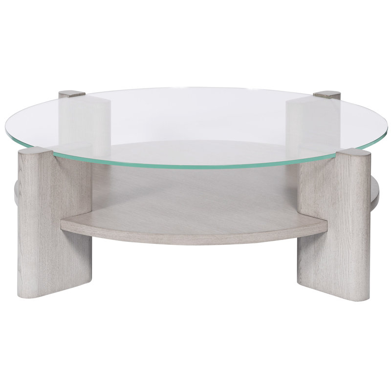 Wolcott Glass Cocktail Table, Casa Blanca, 16" H x 43" L x 43" W