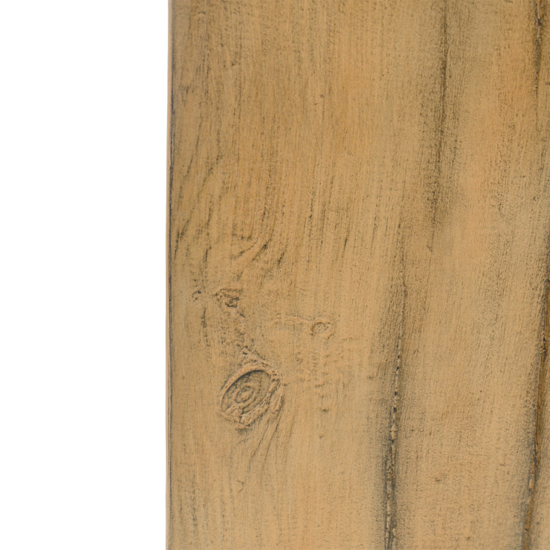 Wood-Look Square-Column MGO End Table,  H33.75",Wood-Like Distressed Finish, Mix With Different Heights, Indoor Outdoor Use,Natural Color