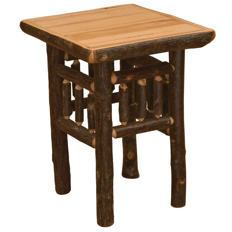 Fireside Lodge Hickory Log Open End Table - Cinnamon, Rustic Alder