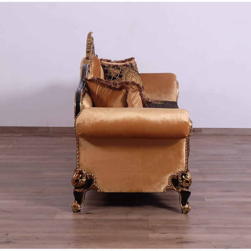 Sofa, Black/Gold, 34" H x 70" W x 48" D