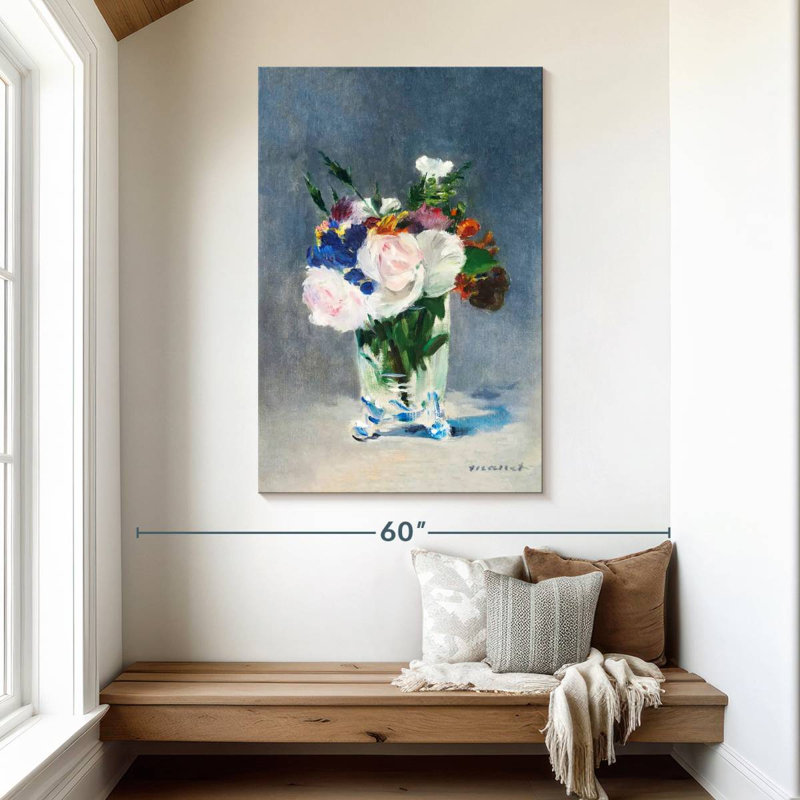Fleurs dans un vase en cristal, H 48 po x l 32 po