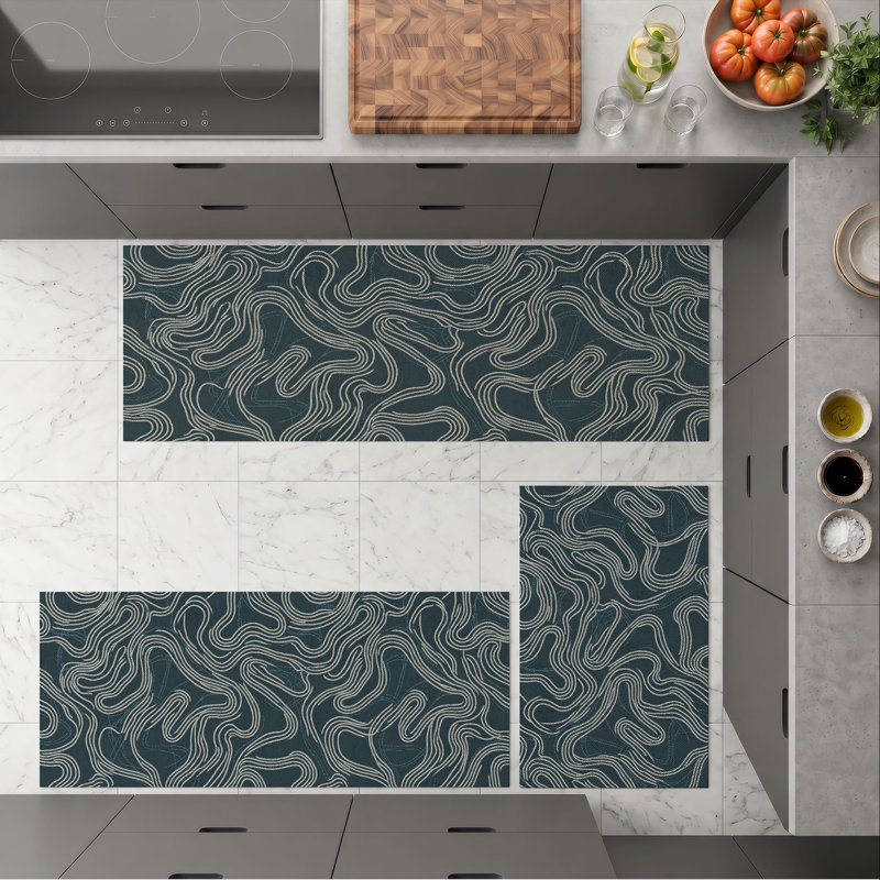 Wave Pattern Non-Slip Washable Kitchen Mats
