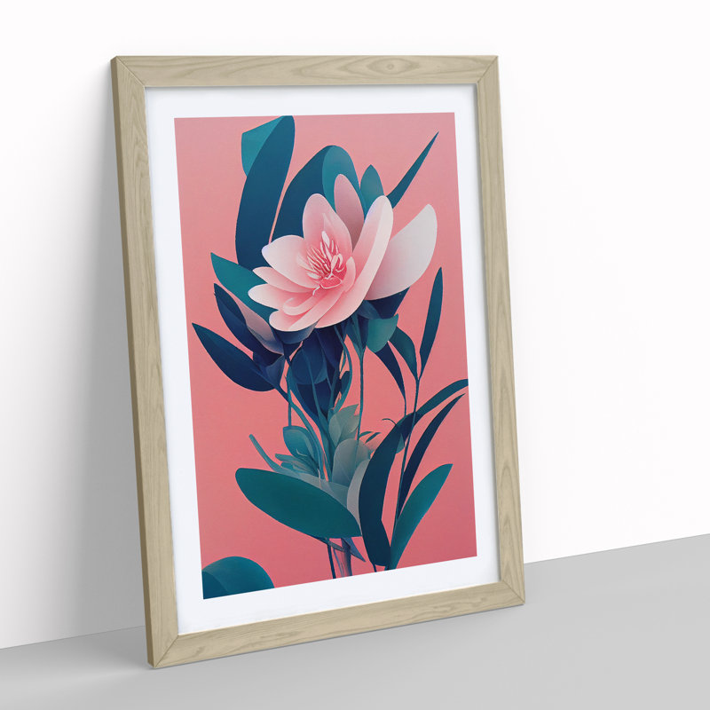 A Lovable Flower - Single Picture Frame Print, 46cm H x 34cm W x 2cm D, Oak