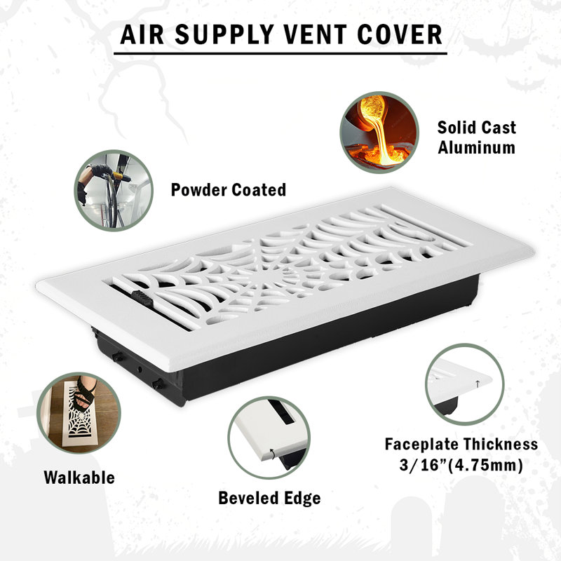 Évent Spooky Gothic, Blanc thermolaqué, Plancher sans trous de vis