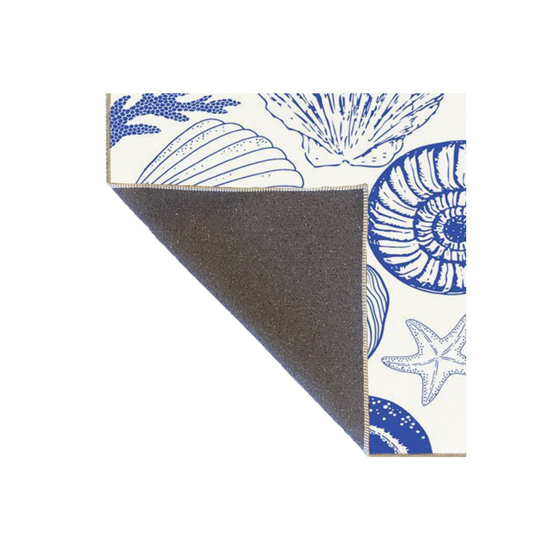 Tapis bleu tissé lavable à la machine, Sous-tapis rectangulaire 2 pi 4 po x 3 pi 11 po