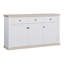 Rosswell Modern cottage style sideboard with 3 drawers and 3 doors, engineered wood, light grey/light oak decor, 169.2 cm W x 95.4 cm H x 43.5 cm D-124642211