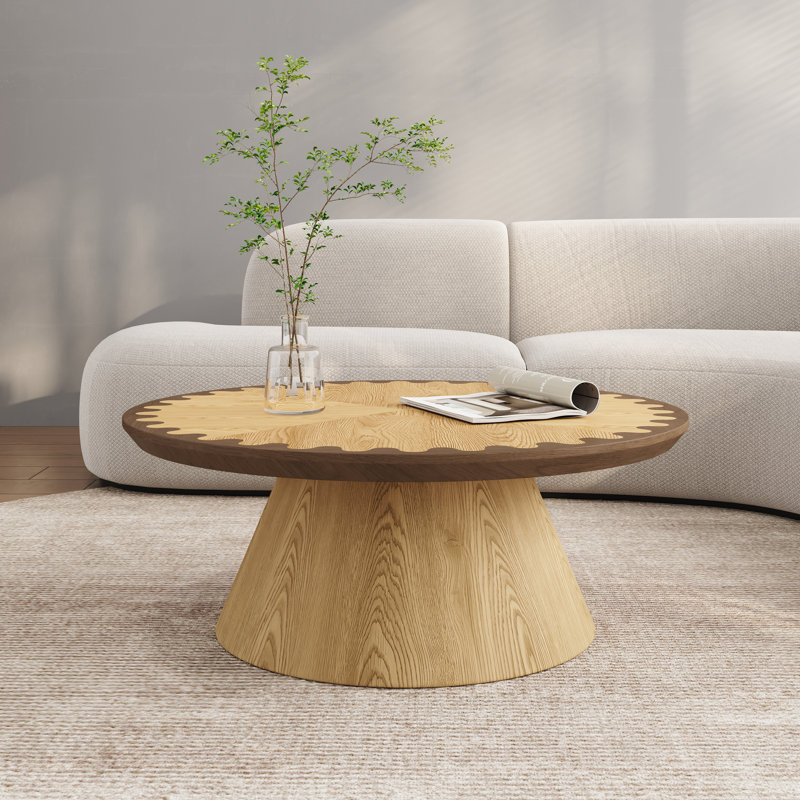 Table d'appoint ronde 35,43 po, table d'appoint en bois manufacturé, avec base robuste, sans assemblage requis