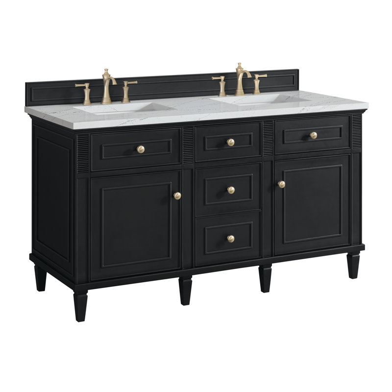 Lorelai 60'' W Double Vanity, Ethereal Noctis, Black Onyx, 8" Widespread