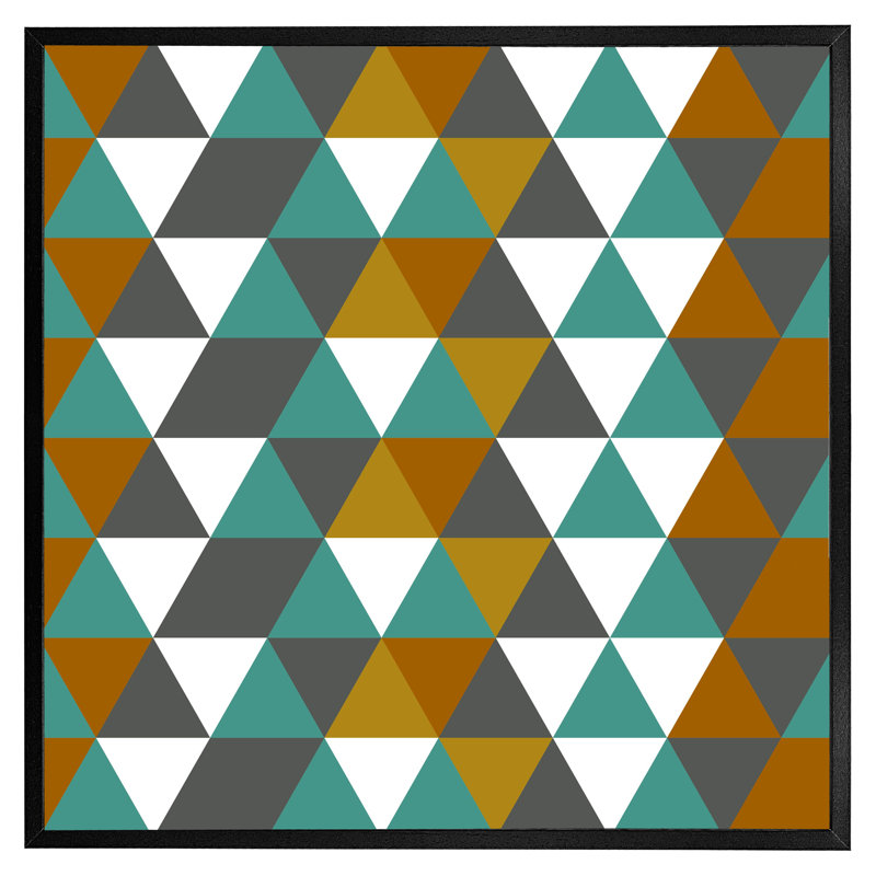 Figueroa Autumn Geometric Triangles - Single Picture Frame Print, Black Framed, 31cm H x 31cm W x 4cm D