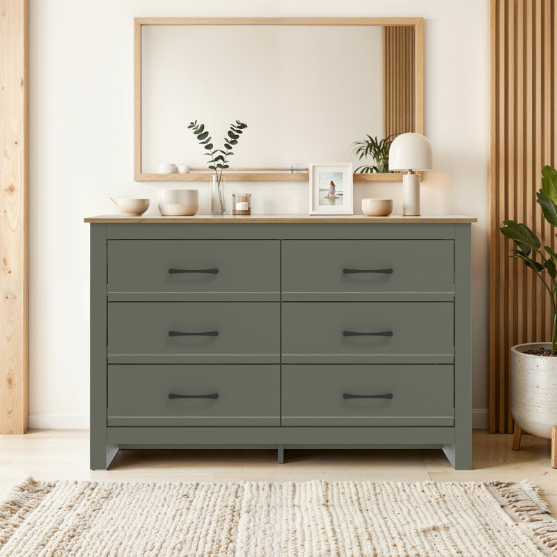 6 Drawer Chest of Drawers, Kale Green