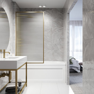 Écran de baignoire fixe avec verre 3/8 po l 34 po x H 62 po Meridian