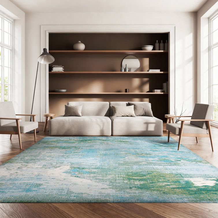 Etta Abstract Light Blue/Green Area Rug
