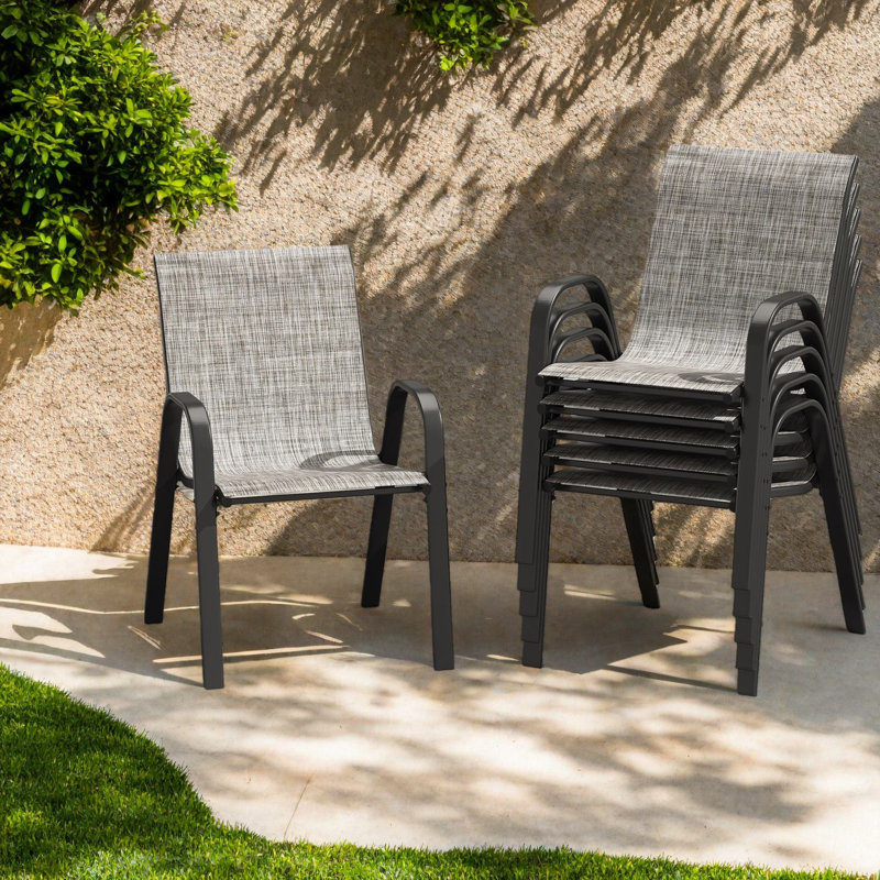 Stackable Patio Dining Chairs, Metal Textilene Modern Set For Balcony Poolside