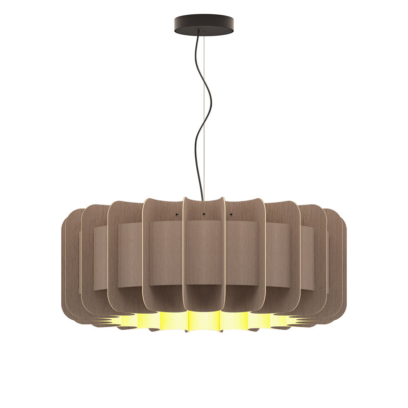 Luminaire suspendu 1 lumière Clarissa, Chêne gris, H 11 po x l 29,1 po x P 29,1 po