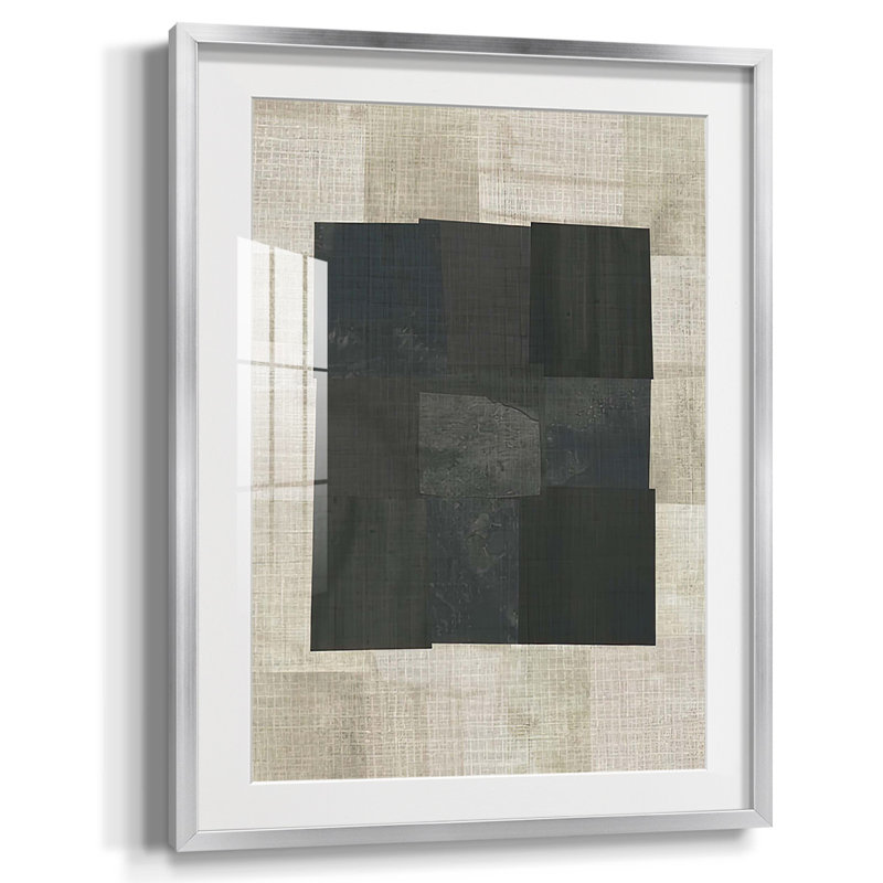 Impression sur toile Inv fondés bleus II, Papier avec cadre argenté, Blanc
