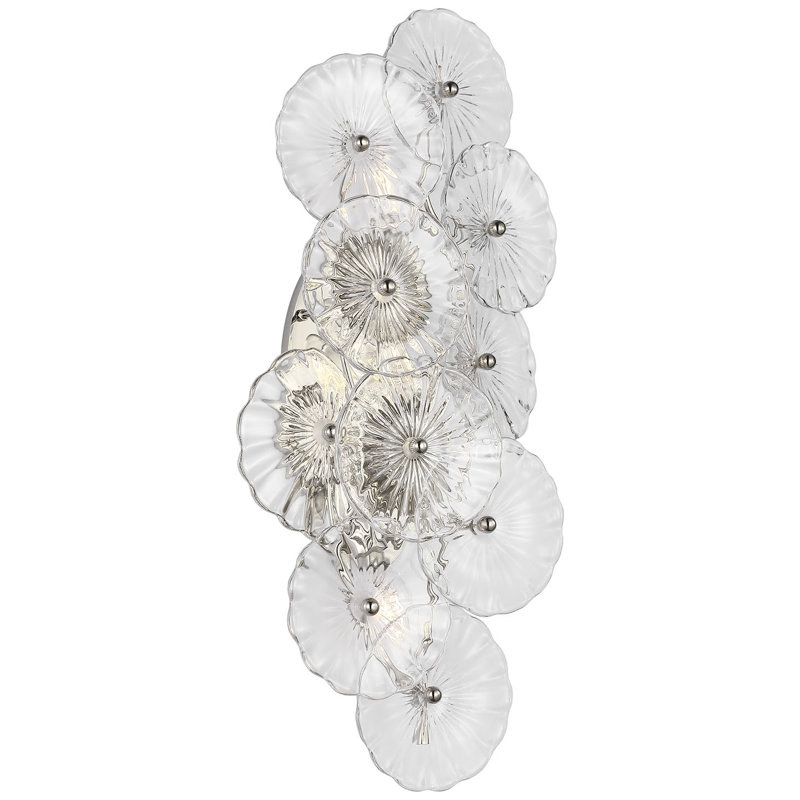 Julie Neill Gianna 21" Layered Sconce with Clear Glass, Clear, Burnished Silver Leaf