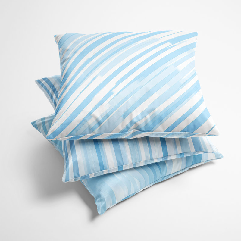Coussin bleu et blanc Glacier Lines - Imprimé bleu côtier, 18"H x 18"W