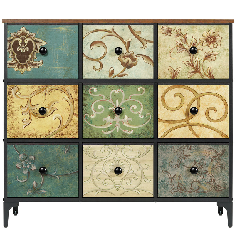 Commode de chambre à coucher Gallery, commode haute 9 tiroirs pour la chambre à coucher, commode de rangement, H 39,4 po x l 36,2 po x P 11,7 po