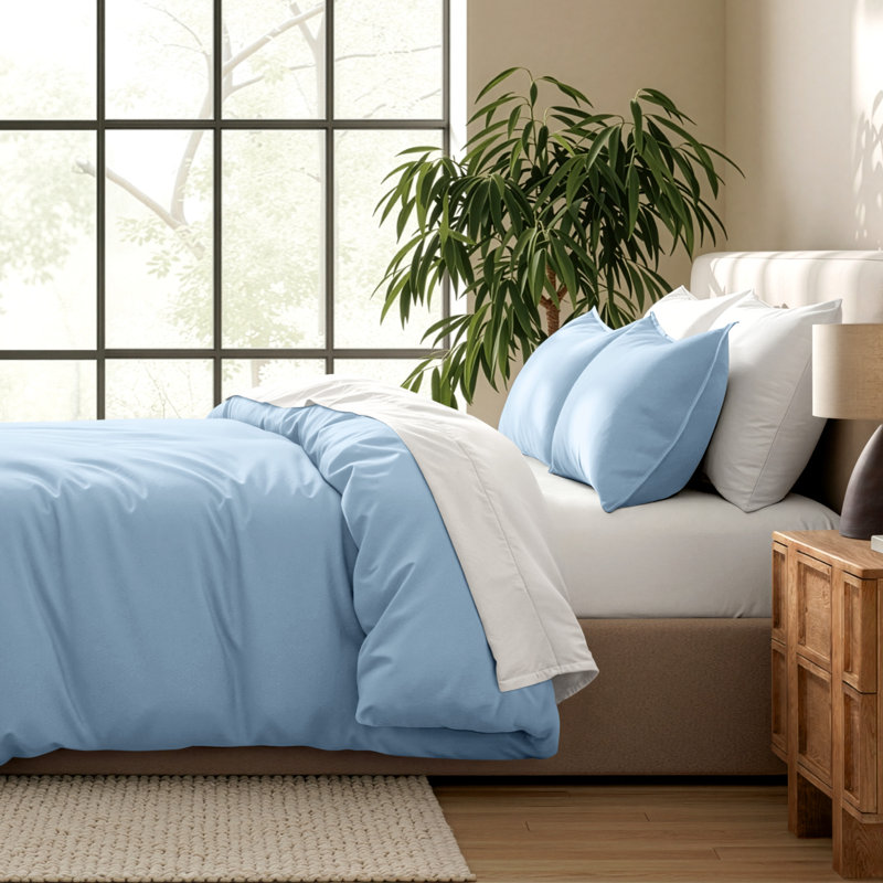 Ensemble de housse de couette et insert de qualité supérieure en microfibre moderne et contemporain Premium, Bleu clair