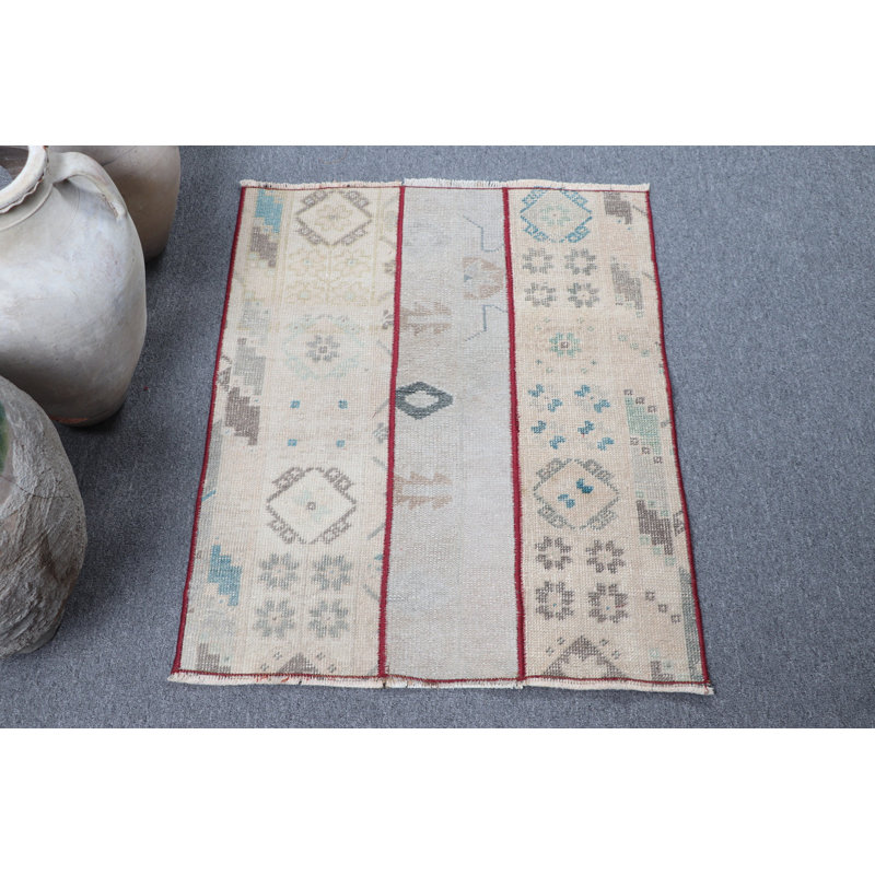 Vintage Turkish Kilim Area Rug In Beige With Tribal Design Handwoven For Rustic Boho Decor On Small Floors