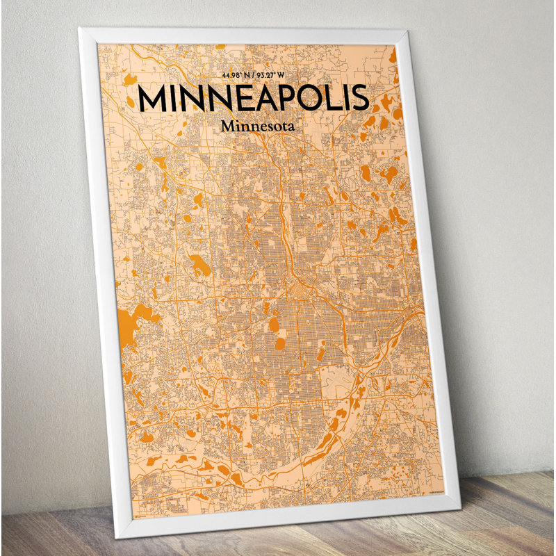 Minneapolis City Map - No Frame Print, 50.8cm H x 40.6cm W x 0.13cm D