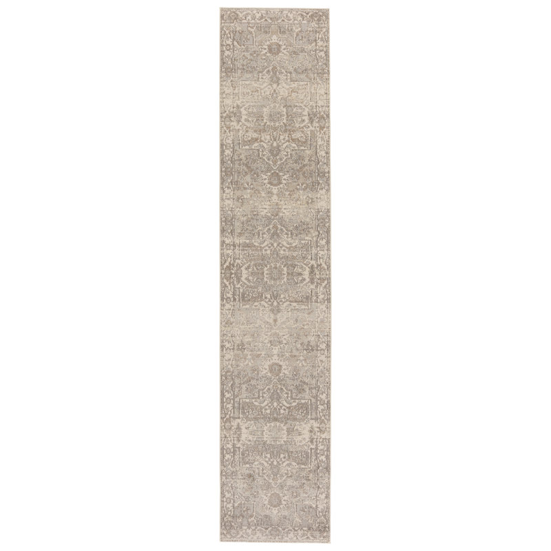 Tapis gris tissé à la machine Clint, Tapis de couloir de 2 pi 6 po x 8 pi